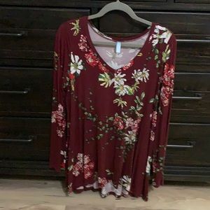 Burgundy floral knit top